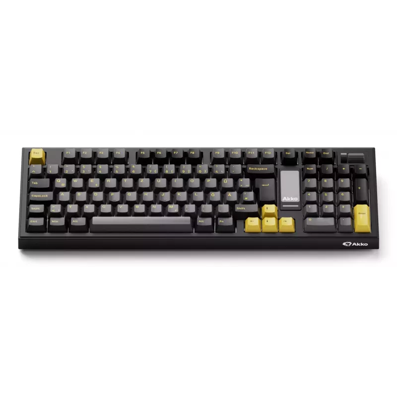 AKKO 5098B Mechanical Keyboard, 98-Key, Black & Gold, Hot-Swappable, RGB, Triple Mode (USB-C/2.4GHz/Bluetooth 5.0), Akko CS Jelly White Linear Switches, PBT ASA Keycaps, 3000mAh