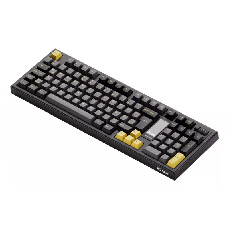 AKKO 5098B Mechanical Keyboard, 98-Key, Black & Gold, Hot-Swappable, RGB, Triple Mode (USB-C/2.4GHz/Bluetooth 5.0), Akko CS Jelly White Linear Switches, PBT ASA Keycaps, 3000mAh