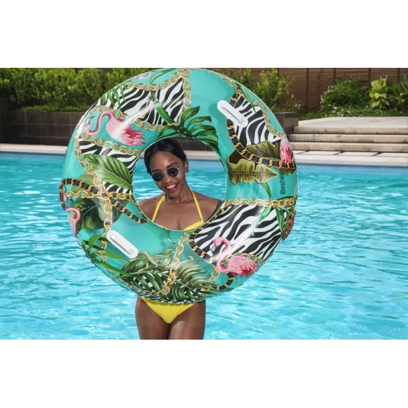 Bestway Swimming Ring 114 cm (45 inches) - Multicolour Transparent Graphic Print