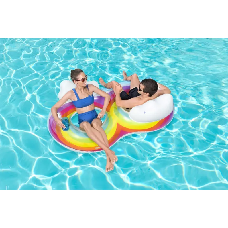 Double Inflatable Swimming Ring 186 x 116 cm Rainbow Bestway 43648
