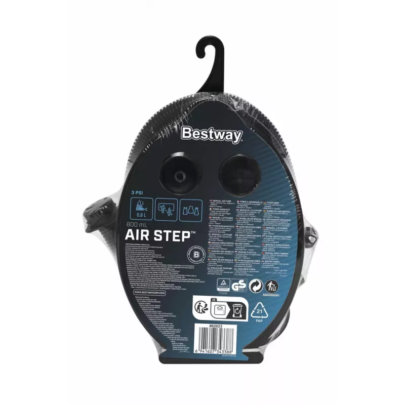Bestway Foot Pump 23cm x 15cm 62023 - Manual Inflator/Deflator with 3 Nozzles