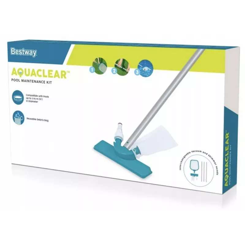 Bestway Flowclear Pool Cleaning Kit 58013 - Vacuum Head, Skimmer Net, Brush, Aluminum Pole