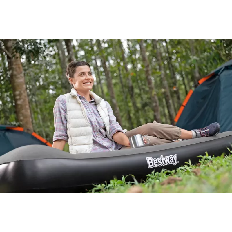 Bestway Tritech Inflatable Air Mattress 99 x 188 x 30 cm Single Grey with Built-in Electric Pump