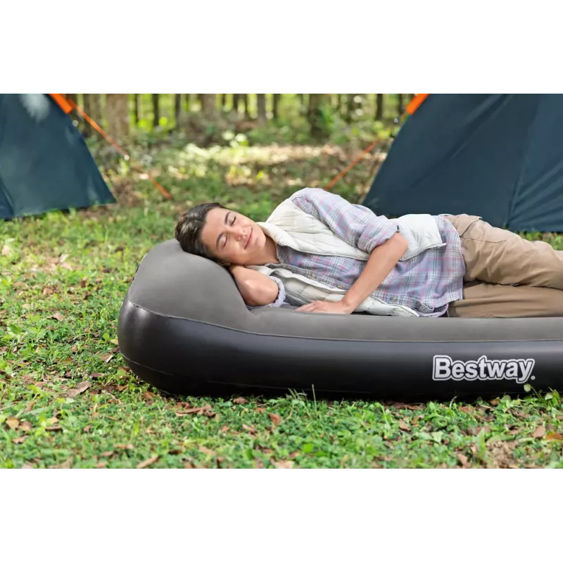 Bestway Tritech Inflatable Air Mattress 99 x 188 x 30 cm Single Grey with Built-in Electric Pump
