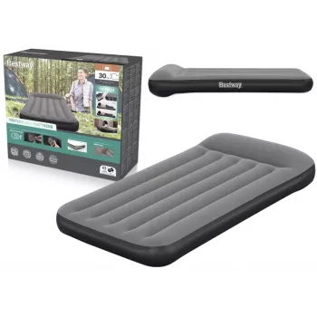 Bestway Tritech Inflatable Air Mattress 99 x 188 x 30 cm Single Grey with Built-in Electric Pump