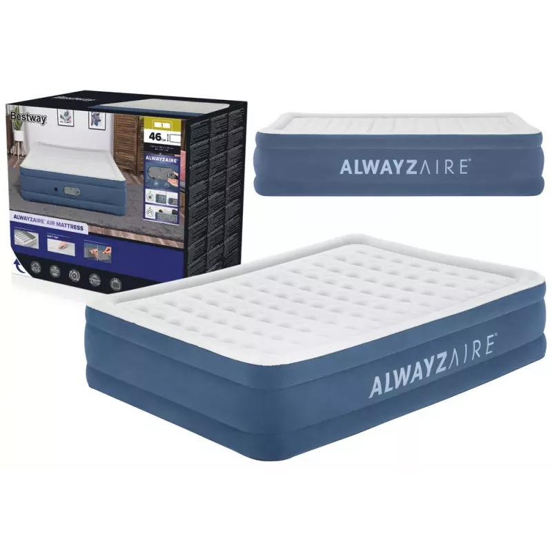 Bestway 67624 Inflatable Mattress 203 x 152 x 46 cm Queen Size with Built-in AC Pump