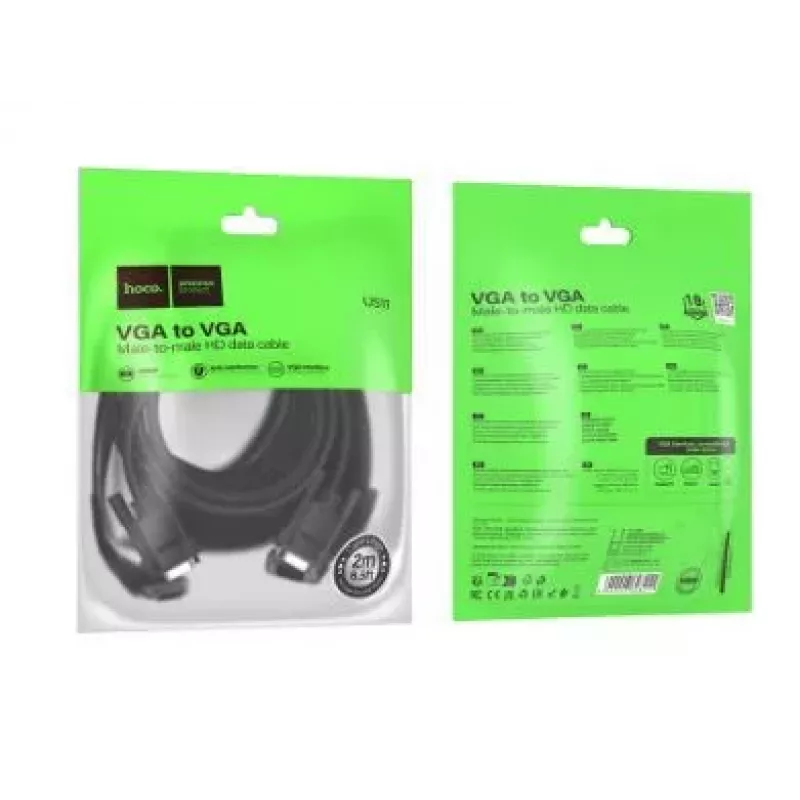 Hoco US11 VGA Male to VGA Male HD Data Cable (2m) Black