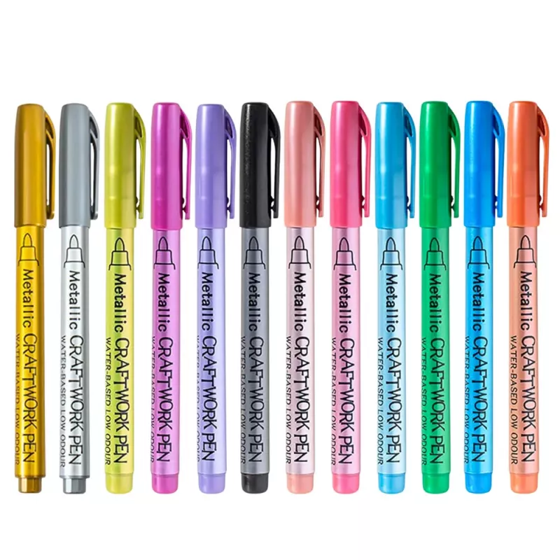LEAN Set of Metallic Nylon Decorative Colored Markers 12 pcs.
