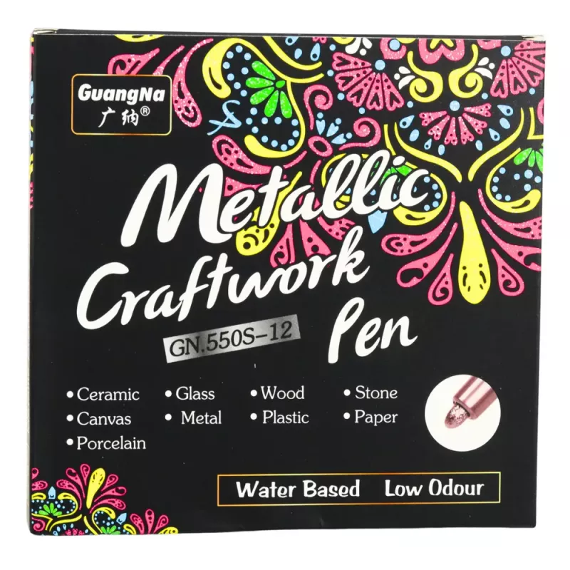 LEAN Set of Metallic Nylon Decorative Colored Markers 12 pcs.