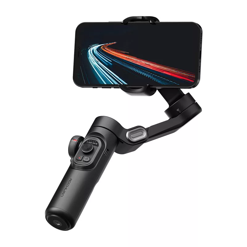 AOCHUAN XE Standard Gimbal (Black) - 3-Axis Smartphone Stabilizer with Bluetooth 5.0, 2600mAh Battery, Foldable Design