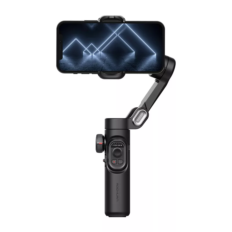 AOCHUAN XE Standard Gimbal (Black) - 3-Axis Smartphone Stabilizer with Bluetooth 5.0, 2600mAh Battery, Foldable Design
