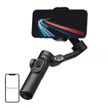 AOCHUAN XE Standard Gimbal (Black) - 3-Axis Smartphone Stabilizer with Bluetooth 5.0, 2600mAh Battery, Foldable Design