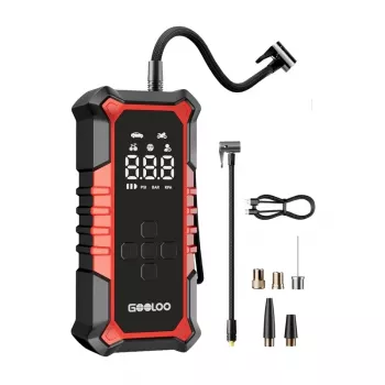 GOOLOO A6 Gear Air Compressor - Digital Tire Inflator with 150 PSI, 6000mAh Battery, LED Flashlight, USB-C Charging