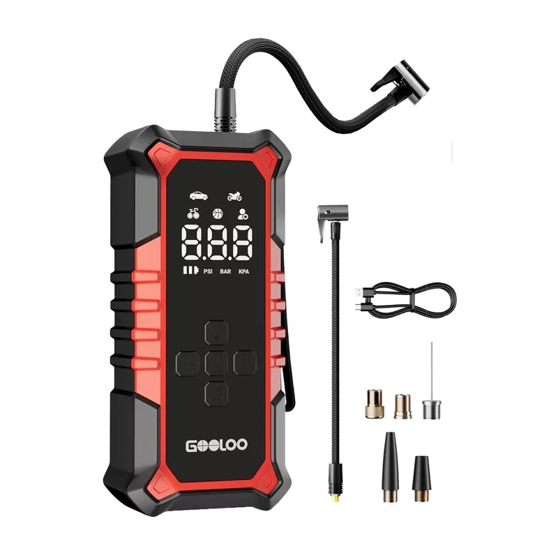 GOOLOO A6 Gear Air Compressor - Digital Tire Inflator with 150 PSI, 6000mAh Battery, LED Flashlight, USB-C Charging