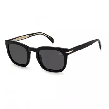 DAVID BECKHAM DB-7076-S-807 Men's Sunglasses - Black Acetate Frame, Grey Polycarbonate Lenses, UV400 Protection, 50mm Lens Width