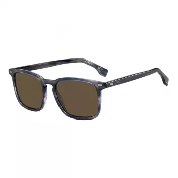 BOSS BOSS1364SJBW Sunglasses Men's Rectangular Black Frame Grey Lens 53mm