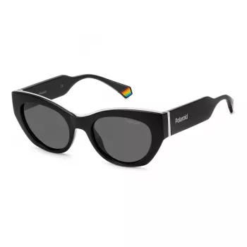 Polaroid PLD6199SX807 Women's Sunglasses - Black Frame, Grey Polarized Lens, 50mm