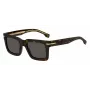 BOSS BOSS1501S086 Men's Rectangular Sunglasses - Black Acetate Frame, Grey Polycarbonate Lenses, UV400 Protection