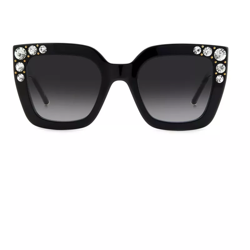 CAROLINA HERRERA HER0130S807 Women's Butterfly Sunglasses Shiny Black Grey 52mm
