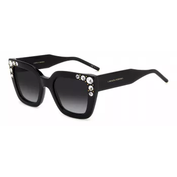 CAROLINA HERRERA HER0130S807 Women's Butterfly Sunglasses Shiny Black Grey 52mm