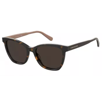 TOMMY HILFIGER Women's Sunglasses TH-1981-S-086 Havana Acetate Square Frame Brown Lens 54/17/140 mm