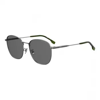 BOSS BOSS1561FSK6L Men's Rectangular Sunglasses - Black Frame Grey Lens 57/20/145 mm