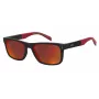 LEVI'S LV-5059-S-BLX Men's Rectangular Sunglasses - Black Acetate Frame with Grey Polycarbonate Lenses - 55/17/145 mm