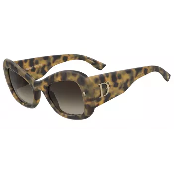 DSQUARED2 Women's Sunglasses D2-0137-S-C9B Havana Acetate Square Frame Brown Gradient Lens 54mm