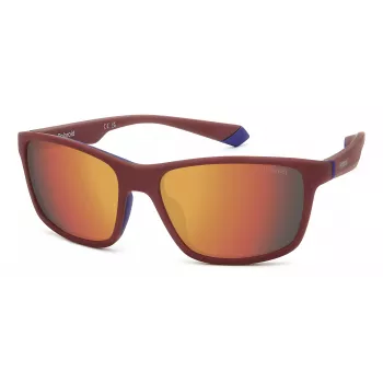 POLAROID PLD2153S0Z3 Men's Rectangular Polarized Sunglasses - Matte Black Frame, Grey Lens, 58mm