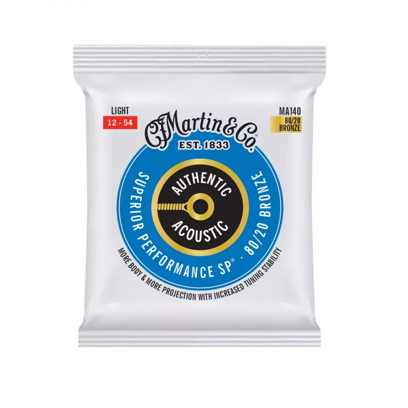 Martin MA140 Light (12-54) Acoustic Guitar Strings - 80/20 Bronze, 6-String Set