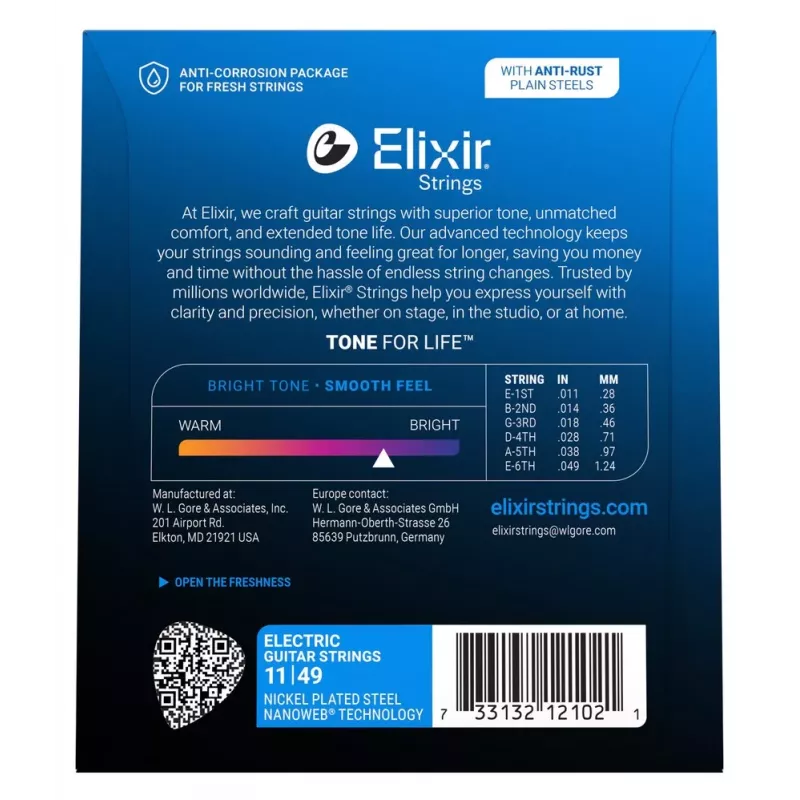Elixir 12102 Medium (11-49) NW Electric Guitar Strings