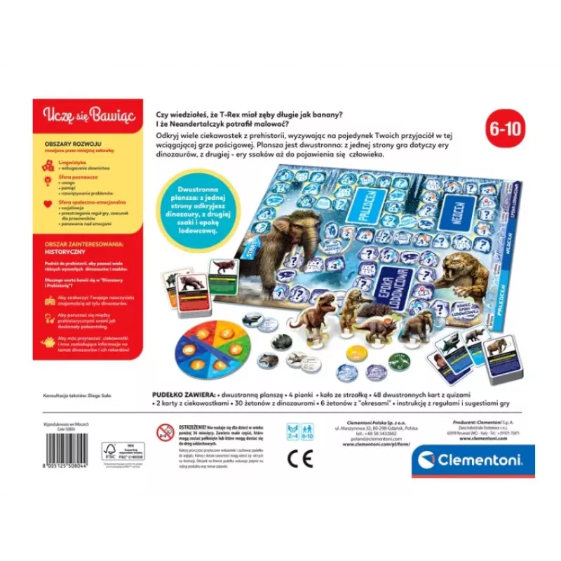 Board Game Quiz Dinosaurs & Prehistory Ice Age Edition Polish Language Clementoni 50804