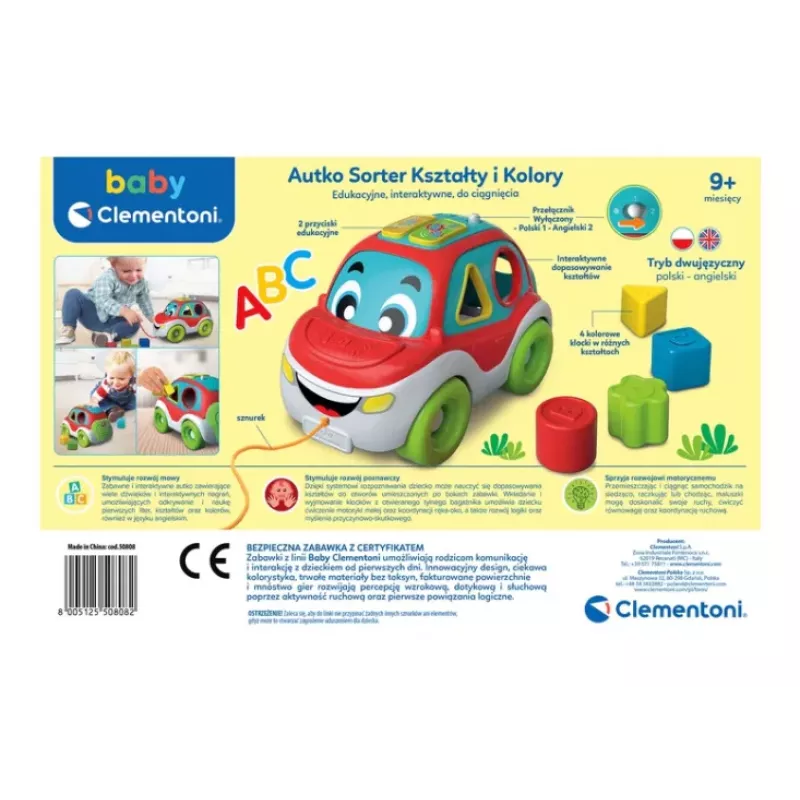 Clementoni Interactive Shape and Color Sorting Car (Polish & English Language) 50808