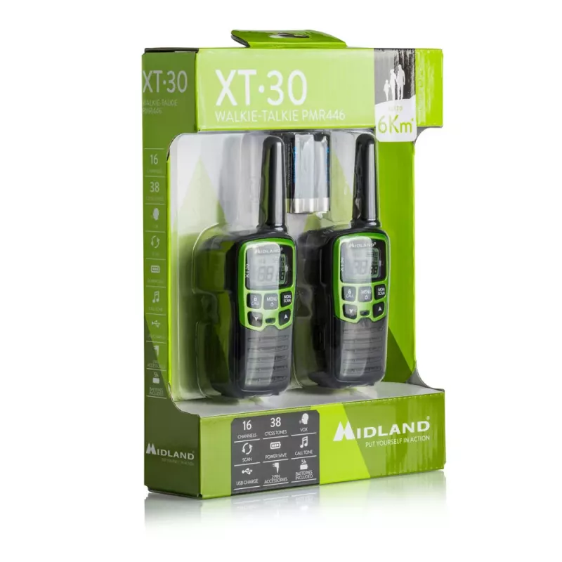 Midland XT30 2x PMR446 Two-Way Radio Set Green