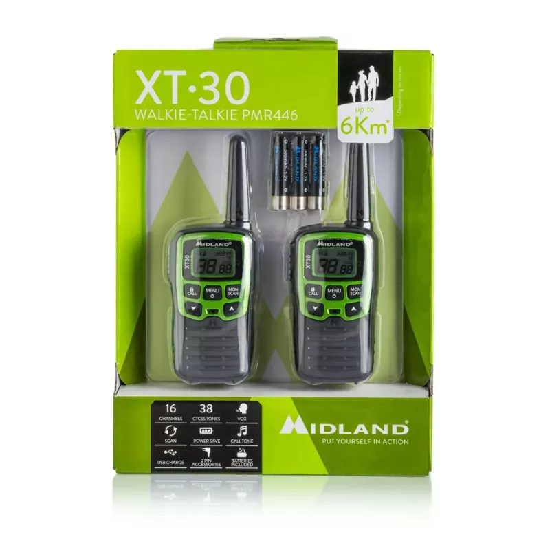 Midland XT30 2x PMR446 Two-Way Radio Set Green