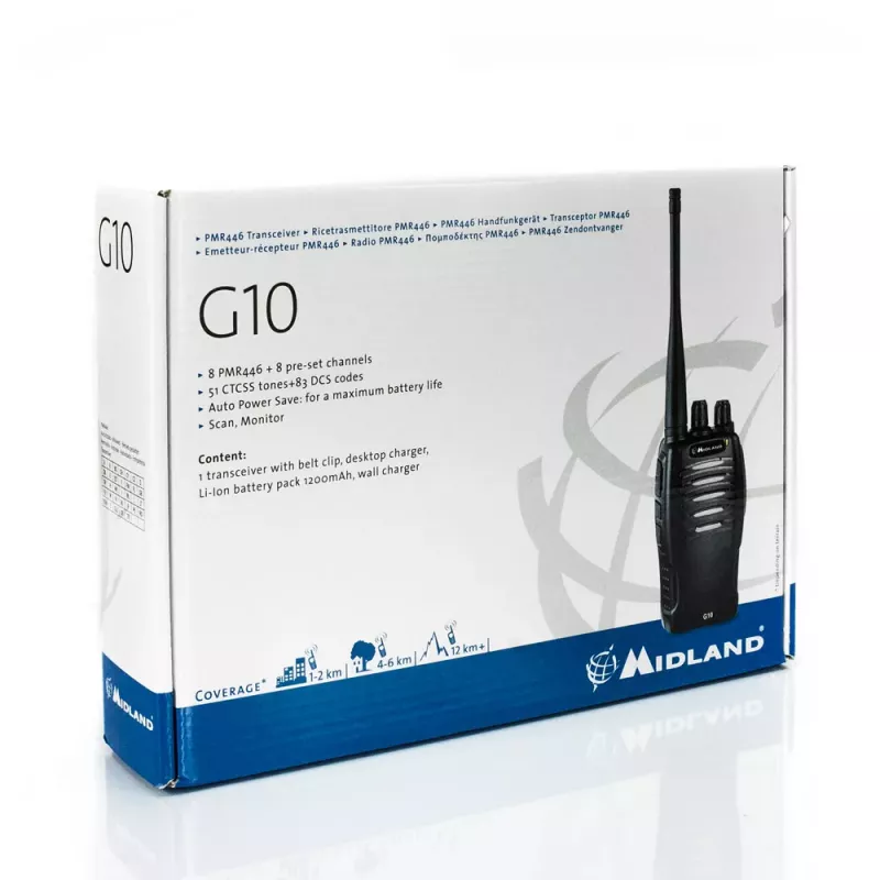 Midland G10 Pro PMR446 Two-Way Radio, Single Unit