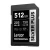 Lexar Professional SILVER PLUS SDXC 512GB Memory Card, UHS-I, U3, V30, A2, Up to 200MB/s Read, 140MB/s Write