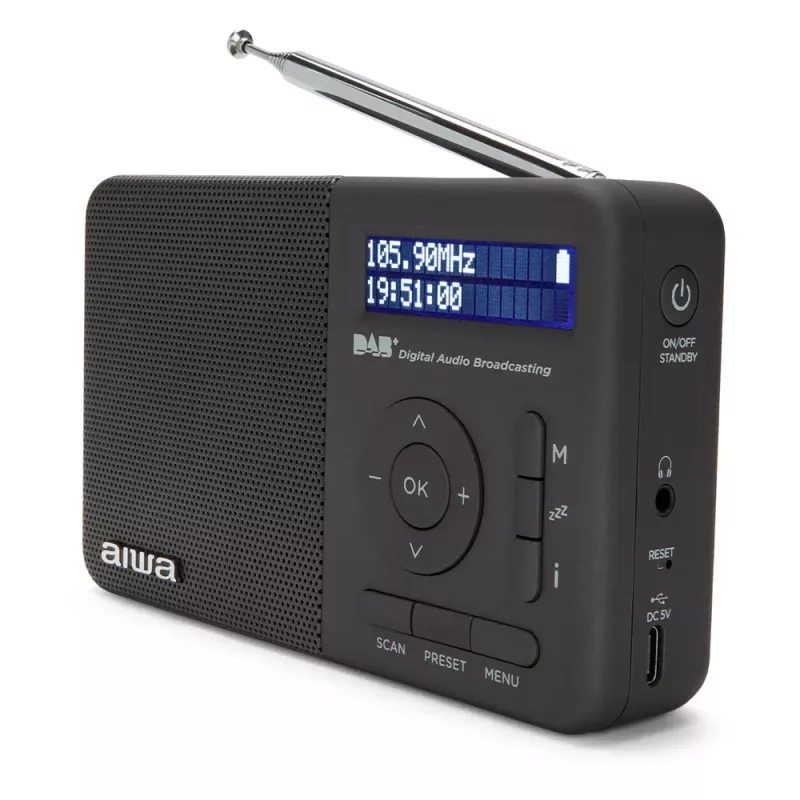 Aiwa RD-40DAB/BK Black DAB+ & FM Portable Radio with Bluetooth