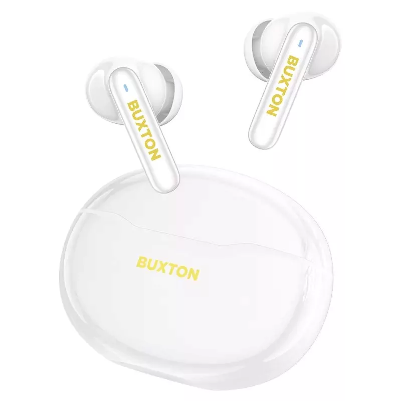 Buxton BTW 7200 White Tuya - In-Ear True Wireless Stereo (TWS) Bluetooth 5.1 Earbuds with Charging Case, IPX4, White