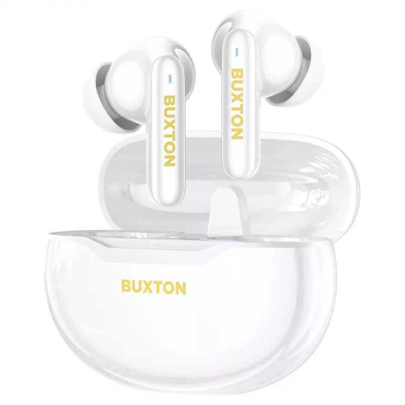 Buxton BTW 7200 White Tuya - In-Ear True Wireless Stereo (TWS) Bluetooth 5.1 Earbuds with Charging Case, IPX4, White