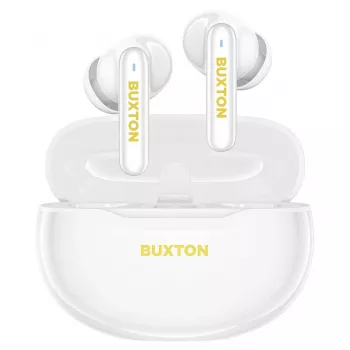 Buxton BTW 7200 White Tuya - In-Ear True Wireless Stereo (TWS) Bluetooth 5.1 Earbuds with Charging Case, IPX4, White