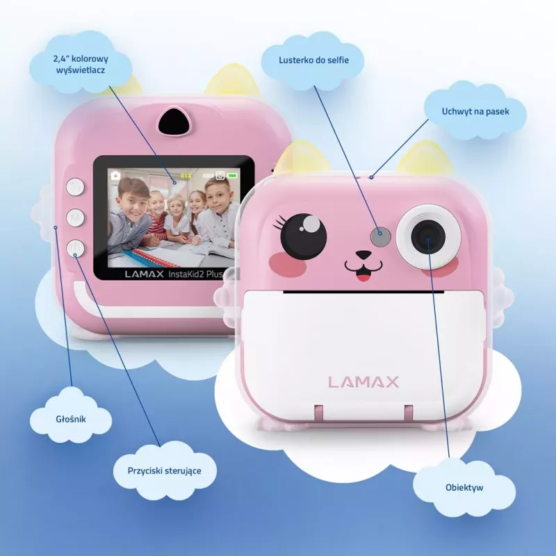 LAMAX InstaKid2 Plus Kids' Instant Digital Camera, Pink