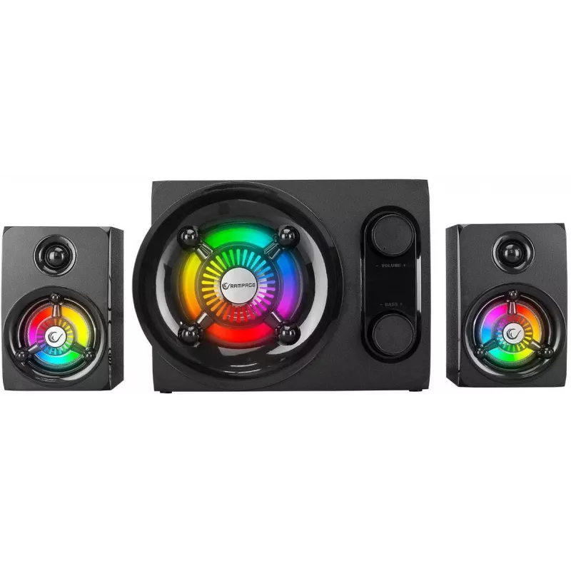 Rampage RMS-G8 25W Portable Bluetooth Speaker with RGB Lighting, TWS, FM Radio, Black