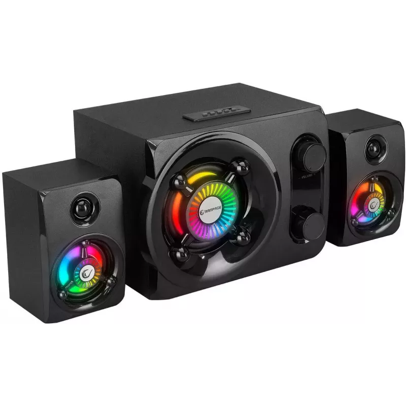Rampage RMS-G8 25W Portable Bluetooth Speaker with RGB Lighting, TWS, FM Radio, Black