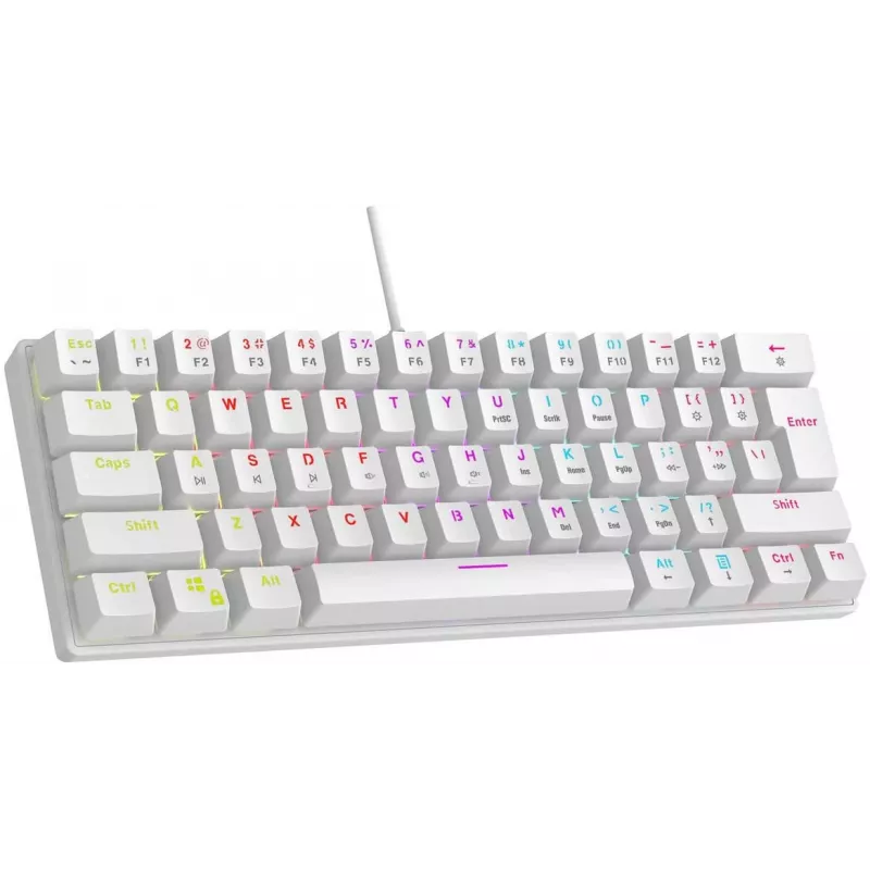 Rampage PLOWERK60 Blue Switch White Mechanical Gaming Keyboard 60% RGB USB-C