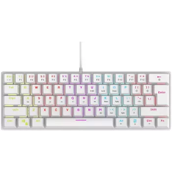 Rampage PLOWERK60 Blue Switch White Mechanical Gaming Keyboard 60% RGB USB-C