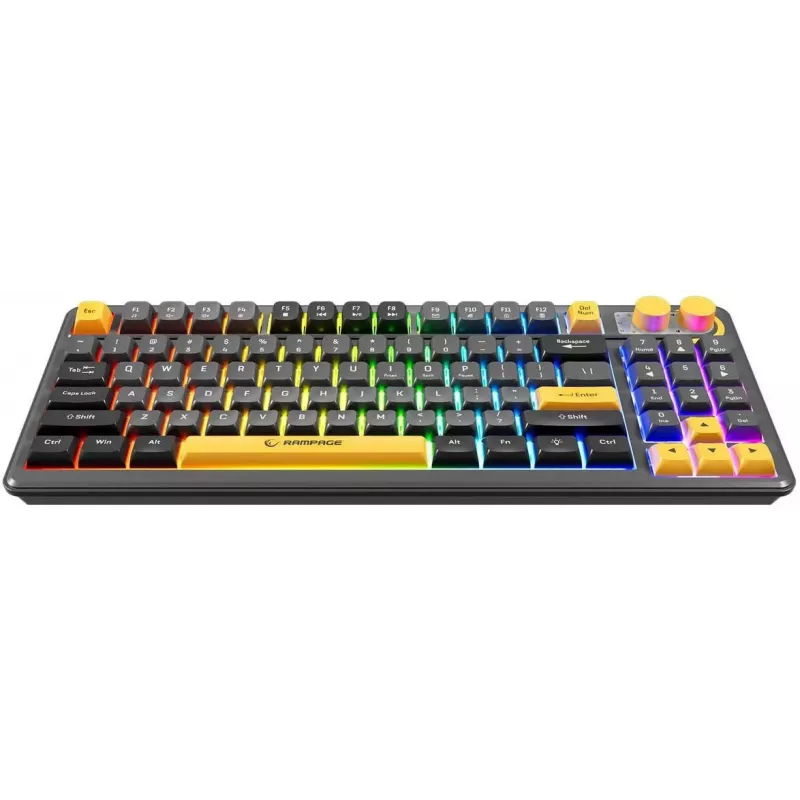 Rampage CYCLONE KNOB RGB 90% Mechanical Keyboard, Outemu Blue Switches, Black