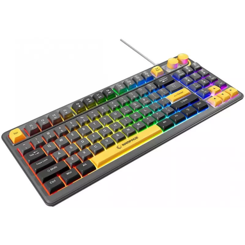 Rampage CYCLONE KNOB RGB 90% Mechanical Keyboard, Outemu Blue Switches, Black