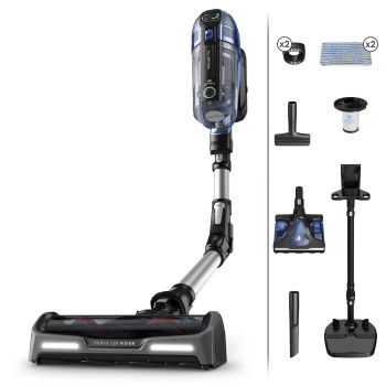 Rowenta X-Force Flex 14.60 Auto Docking Cordless Stick Vacuum Cleaner RH99C3 - Blue/Aluminium, 32.4V, 70min Runtime, Aqua Head, LED Vision