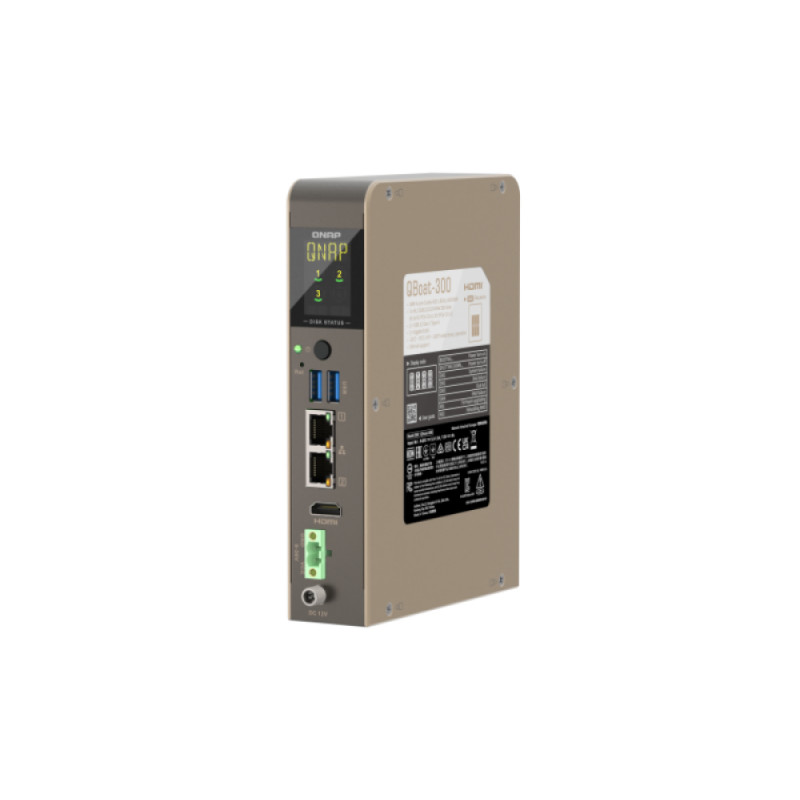 QNAP QBoat-300 Ultra-Compact Fanless 2-Bay M.2 NVMe/SATA NAS Server with Dual Gigabit Ethernet, HDMI, 2x USB 3.0, Intel Celeron J3455 Quad-Core, 4GB RAM